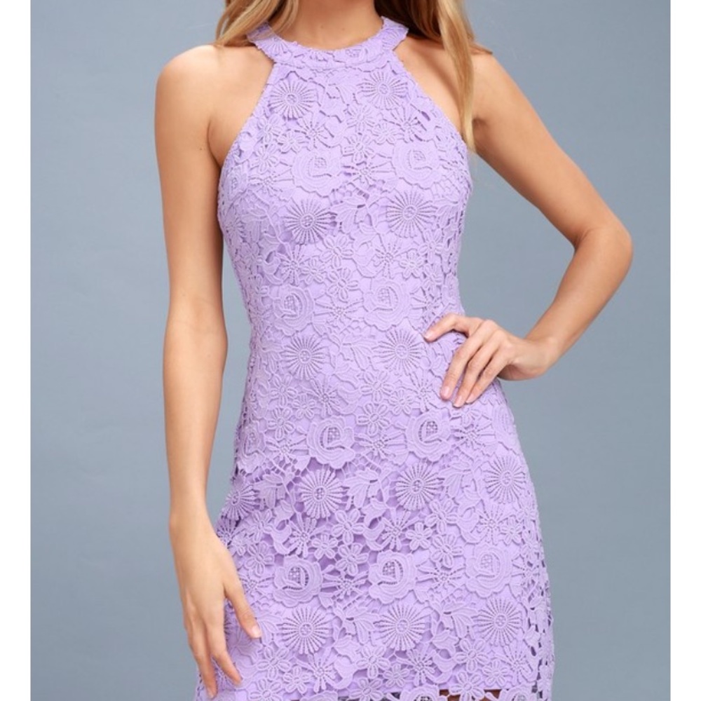 NWOT Lulu’s Love Poem Lavender Lace Mini Dress